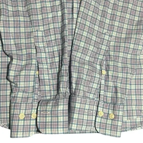 PETER MILLAR Cotton Stripe Button Up Dress Shirt Large Long Sleeve Chest Pocket - Picture 3 of 9